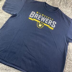 Milwaukee Brewers Shirt Mens 2XL Blue Yellow White Short Sleeve MLB Baseball Tee